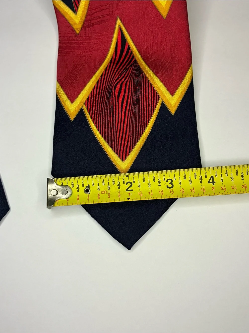VTG Vitaliano Pancaldi Men Silk Necktie Geometric Stripe Blue Red Gold Italy 60”